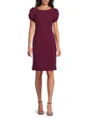 Karl Lagerfeld Women's Scuba Ruched Puff-sleeve Dress In Purple