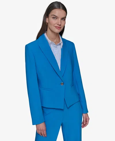 Karl Lagerfeld Women's Seamed One-button Jacket In French Blue