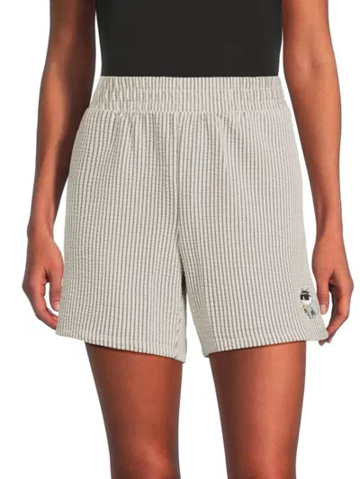 Karl Lagerfeld Women's Seersucker Striped Shorts In Gray