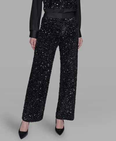 KARL LAGERFELD WOMEN'S SEQUIN DETAIL PANTS