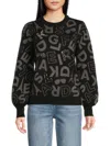 Karl Lagerfeld Women's Sequin-embellished Logo Sweater In Black