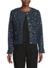 Karl Lagerfeld Women's Sequin-embellished Textured Tweed Jacket In Blue