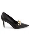 Karl Lagerfeld Women's Shea Curb Link Leather Pumps In Black