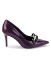 Karl Lagerfeld Women's Shea Curb Link Leather Pumps In Violet