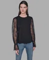 Karl Lagerfeld Women's Sheer Lace Blouse In Black