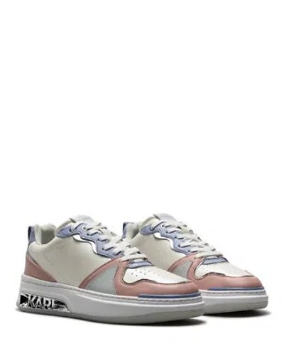 Pre-owned Karl Lagerfeld Women's Shoes Sneakers  Kl62020 1pb Pink Blue Ivory In White