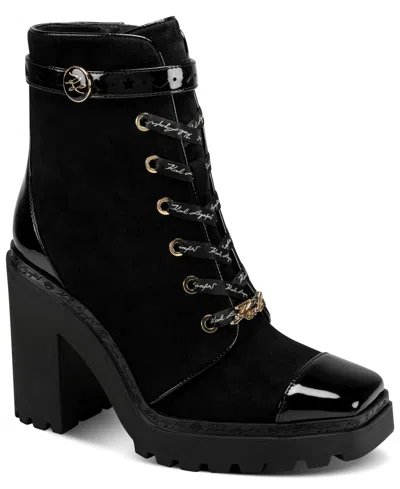 Karl Lagerfeld Women's Shona Lug Sole Block Heel Booties In Black