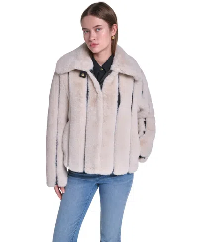 Karl Lagerfeld Women's Short Faux Fur Jacket In Oyster