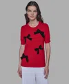 Karl Lagerfeld Short Sleeve Bow Sweater In Multi
