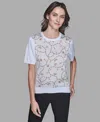 Karl Lagerfeld Women's Short-sleeve Printed Sweater In White