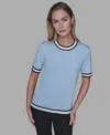 Karl Lagerfeld Women's Short-sleeve Sweater In Blue