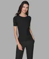 Karl Lagerfeld Women's Short Sleeve Sweater Knit Top In Blue