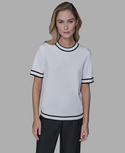 Karl Lagerfeld Women's Short-sleeve Sweater In White