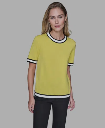 Karl Lagerfeld Women's Short-sleeve Sweater In Yellow
