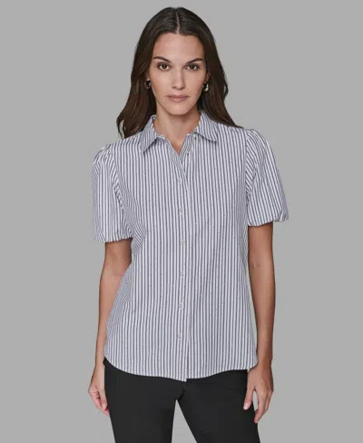 Karl Lagerfeld Women's Short Sleeve Woven Top In Neutral