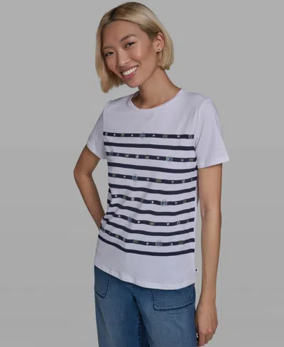 Karl Lagerfeld Women's Short-sleeve Crewneck T-shirt In White