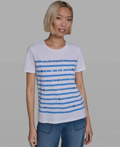 Karl Lagerfeld Women's Short-sleeve Crewneck T-shirt In Blue