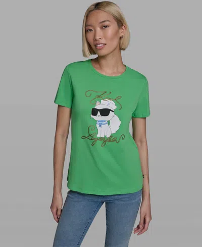 Karl Lagerfeld Women's Short-sleeve Crewneck T-shirt In Green