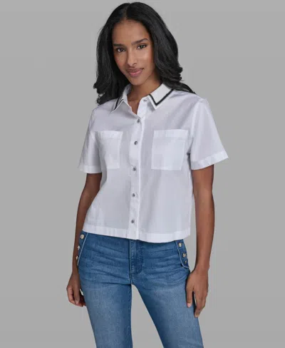 Karl Lagerfeld Women's Short-sleeve Top In White