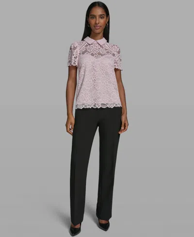 Karl Lagerfeld Women's Short-sleeve Woven Blouse In Pink