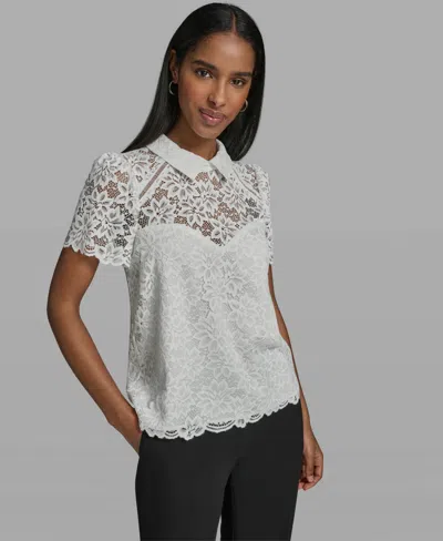 Karl Lagerfeld Women's Short-sleeve Woven Blouse In White