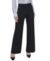 Karl Lagerfeld Womens Side Button Wide Leg Ponte Pants P Xs Xl In Black