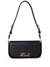 Karl Lagerfeld Women's Signature Cowhide Leather Shoulder Bag In A920 Balck Vi G