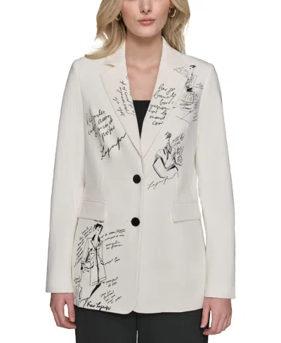 Karl Lagerfeld Women's Signature Script Blazer In Soft White