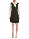 Karl Lagerfeld Women's Silky Crepe Contrast Bow A-line Dress In Black