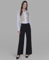 Karl Lagerfeld Womens Side Button Wide Leg Ponte Pants P Xs Xl In Black