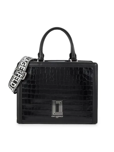 Karl Lagerfeld Women's Simone Alligator-embossed Top Handle Bag In Black