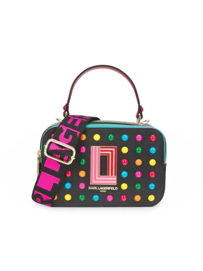 Karl Lagerfeld Women's Simone Embellished Logo Leather Two Way Camera Bag In Multi