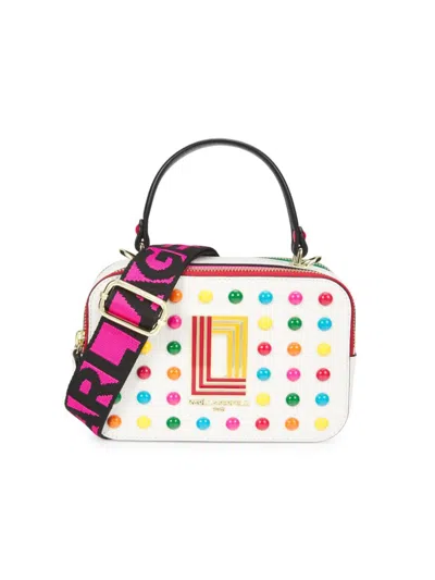 Karl Lagerfeld Women's Simone Embellished Logo Leather Two Way Camera Bag In Multi