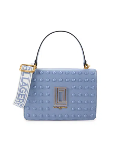 Karl Lagerfeld Women's Simone Leather Two Way Satchel In Blue Fog