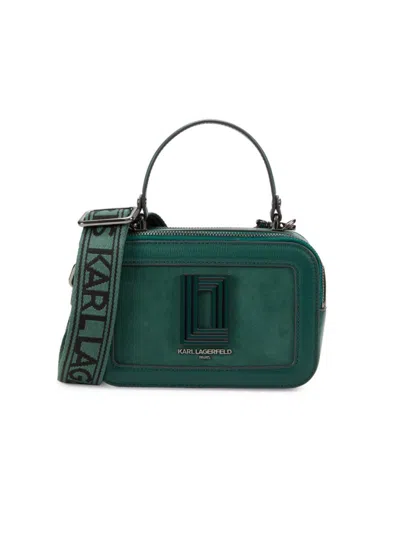 Karl Lagerfeld Women's Simone Logo Leather Camera Crossbody Bag In Veridian