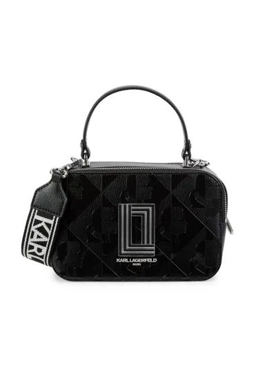 Karl Lagerfeld Women's Simone Logo Leather Camera Top Handle Bag In Black