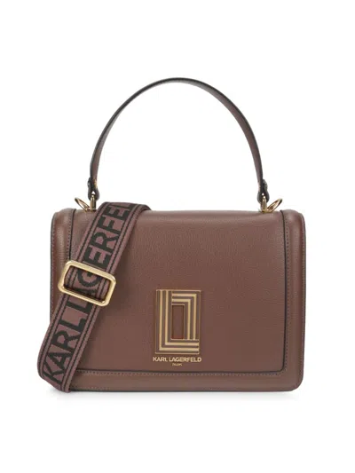 Karl Lagerfeld Women's Simone Logo Leather Top Handle Bag In Brown