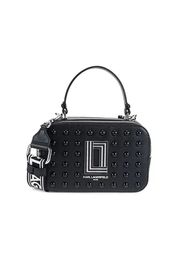 Karl Lagerfeld Women's Simone Studded Leather Camera Bag In Burgundy