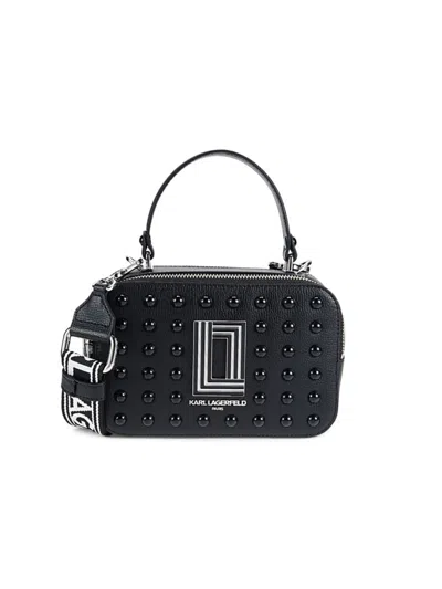 Karl Lagerfeld Simone Karl Leather Small Camera Crossbody In Black