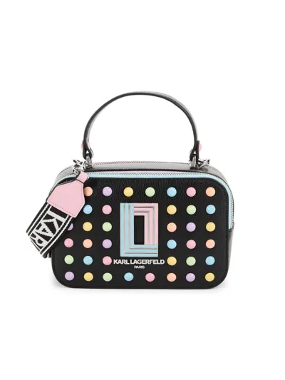 Karl Lagerfeld Women's Simone Studded Leather Camera Bag In Black Candy