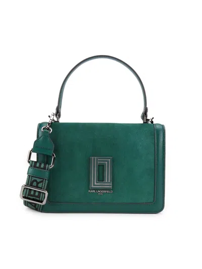 Karl Lagerfeld Women's Simone Suede Crossbody Bag In Veridian