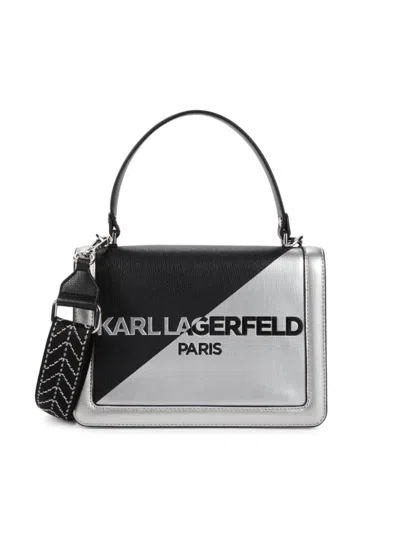 Karl Lagerfeld Women's Simone Two Tone Logo Satchel In Metallic