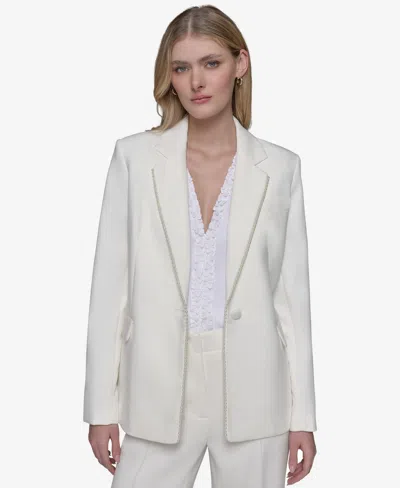 Karl Lagerfeld Women's Single-button Blazer In Soft White