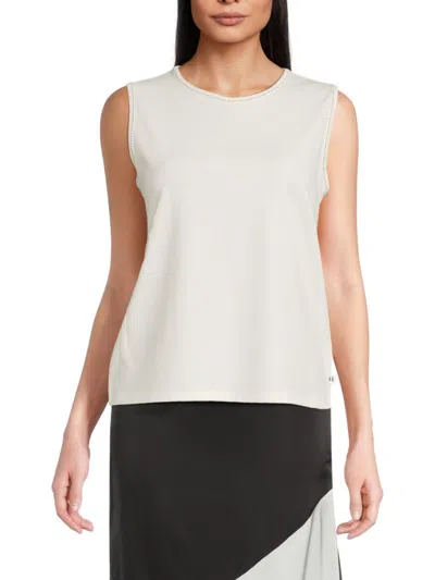 Karl Lagerfeld Women's Sleeveless Button-back Top In Soft White