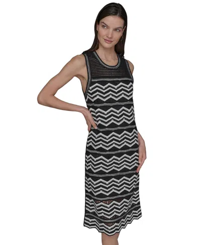 Karl Lagerfeld Sleeveless Chevron Knit Sweater In Black