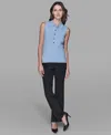 Karl Lagerfeld Women's Sleeveless Collared Sweater In Blue