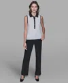 Karl Lagerfeld Women's Sleeveless Collared Sweater In White