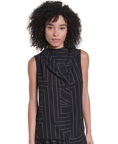 Karl Lagerfeld Women's Sleeveless Cowl Neck Blouse In Black