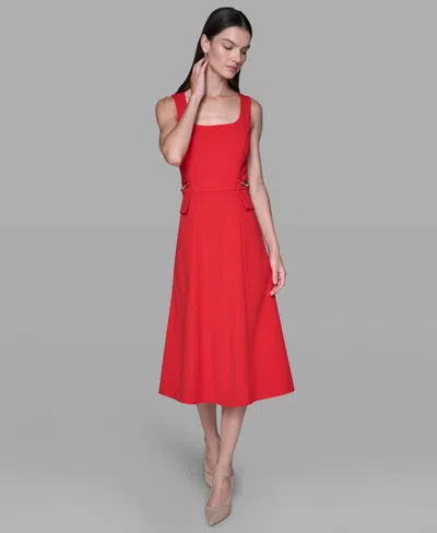 Karl Lagerfeld Women's Sleeveless Midi Dress In Red