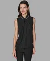 Karl Lagerfeld Women's Sleeveless Novelty Knit Top In Black